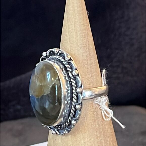 NWT GORGEOUS LABRADORITE 925 STERLING SILVER RING SZ 7 - Picture 4 of 11
